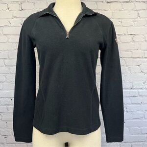 Post Card Luxury Italian 1/4 Zip Long Sleeve Fleece Pullover Black Sz M